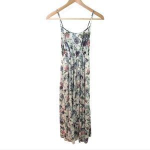 Momo Tobo Silk Blend Midi Floral Babydoll Dress Medium Cottagecore